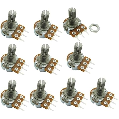 Ferwooh 10PCS B5K 5K Ohm Adjustment Single Linear Rotary Taper Potentiometer Shaft 15mm Cover