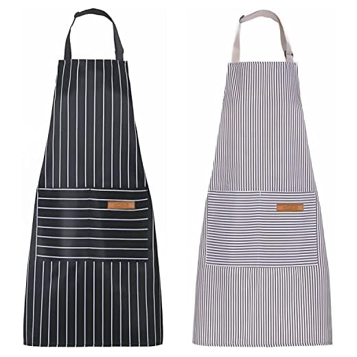 Delantal, ajustable, 2 unidades de delantal de algodón y lino con 2 bolsillos, delantal de cocina para hombres y mujeres, para barbacoa al aire libre hornear manualidades dibujo