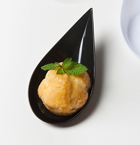 Black Plastic Mini Tear Drop Appetizer Spoon/Tasting Spoons/Dessert Dish 200pc