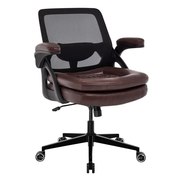 BERYTH Executive Office Chair Big and Tall Desk Chair 200KG Mesh Heavy Duty Ergonomic Task Chair with Flip-up Armrests, Plus Size Wide Seat, 360 Swivel for Home Office