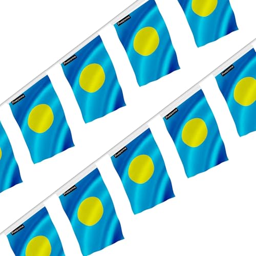 Guirlande drapeau Palaos 18x28cm pavillon océanien en lot de 100 fanions