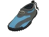 The Wave Womens Water Shoes Aqua Socks Pool Beach,Yoga,Dance and Exercise (8, Grey/Blue 1185L)