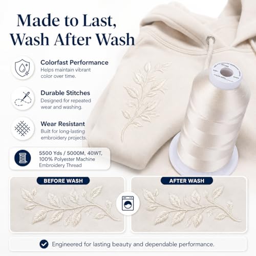 Image of Simthread Embroidery Machine Thread 5000M 40WT Polyester, Antique Lace S005 | 5000M 40WT polyester thread feeds smoothly for home or commercial embroidery projects.