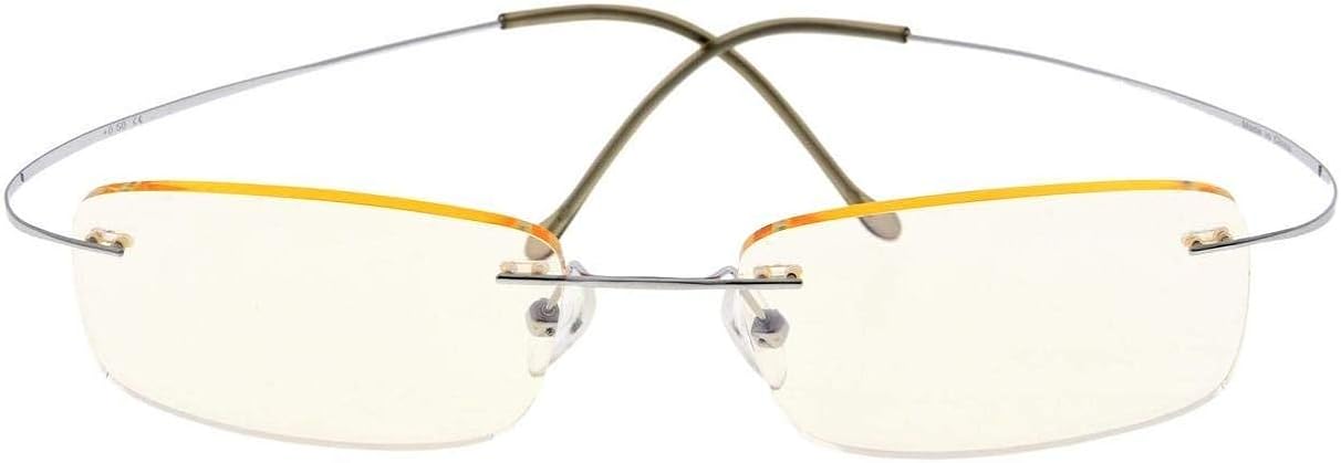 Eyekepper Titanium Rimless Orange Tinted Lenses Computer Reading Glasses Readers Men Women
