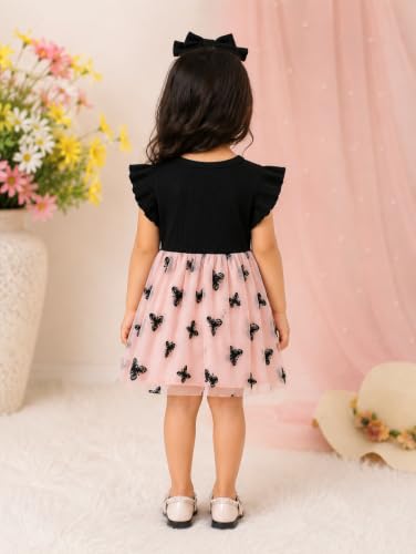 Image of TAGAS Baby Girl's Elegant and Sweet Mesh Splicing Dress for Party || Frock for Girls || Short Sleeve Dress for Girls ||Fency Dress||(KD-134)