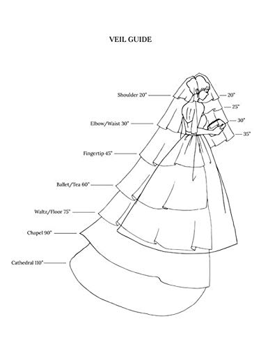 Yean Bride Wedding Veil Ivory Bridal Hair Accessories Waist Veil with Lace Edge and Comb Attached 1 Tier 35 Inches