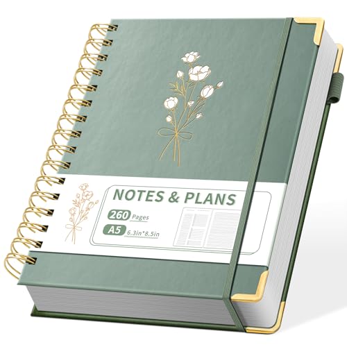 Ovesmusl Undated Daily Planner - 126 Days Hourly Schedule & To Do List - A5 Hardcover Spiral Notebook planner with stickers Metal Corner Protectors & Back Pocket for Work & School Bouquet