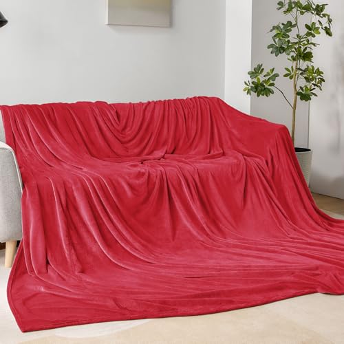 Image of BEDELITE Big Fleece Blanket 120 inch x 120 inch (10' x 10'), Super Soft Fluffy Fuzzy Oversized King for Bed, Couch, Sofa, Camping, Extra Large Blanket Fits Your Whole Family, Red