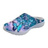 Forchrinse Galaxy Butterfly Star Women’s Slip on Shoes Arch Support Walking Mule Sneakers Comfort Work Shoes Shoes Lightweight