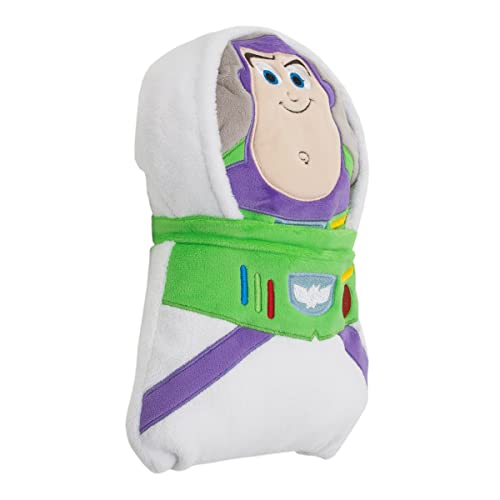 Image of NoJo Disney Toy Story It's Play Time White, Green, and Purple, Buzz Lightyear Shaped Toddler Blanket
