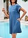 Wenrine Women's Summer T Shirt Dress Casual Short Sleeve Crewneck Loose Fit Mini Dresses with Pockets Navy