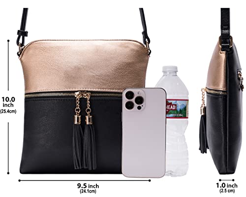 Image of Solene Womens Lightweight Medium Crossbody Purse with Tassel, Perfect Size Crossbody Bags for Daily Use, travel
