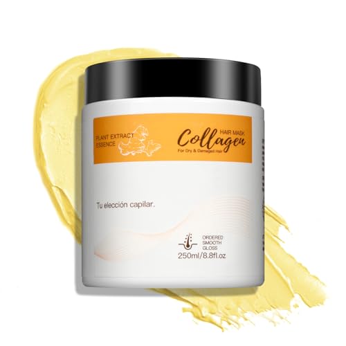 Mascarilla de Proteína de Colágeno, Acondicionador Profundo con Queratina y Vinagre de Argán para cabello dañado, hasta tipo de cabello (8,5 fl oz/8,8 fl oz)