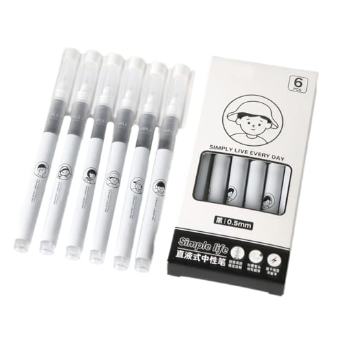 Hkfgdjdl Gelstifte-Set, 6 Stück, 0.5mm, Schwarz