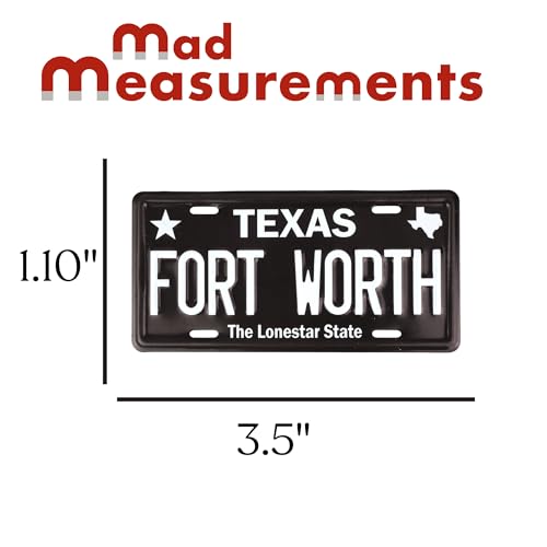 Imán mini placa Fort Worth Texas, diseño negro miniatura 2
