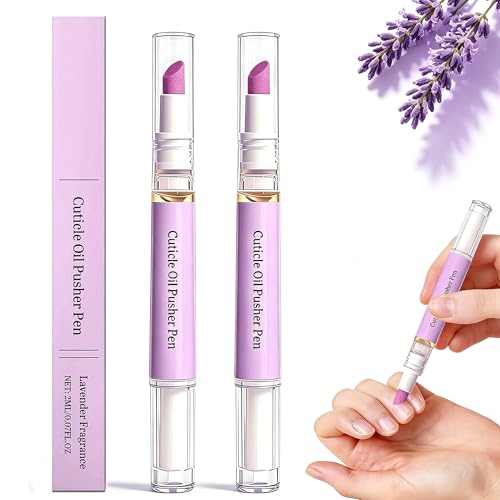 2 Pcs 2-in-1 Cuticle Oil Pusher Pen - 2026 New Ceramic Cuticle Pen No Leak Travel Size Cuticle Pen With Oil Gentle Hydrating Keratin Smoothing Tool For Matte Dry Nails