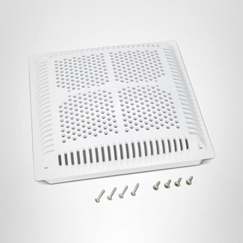 Hayward WGX1032BHF2 12-Inch White High Flow Square Drain Cover with Inner Frame - Thumbnail 2