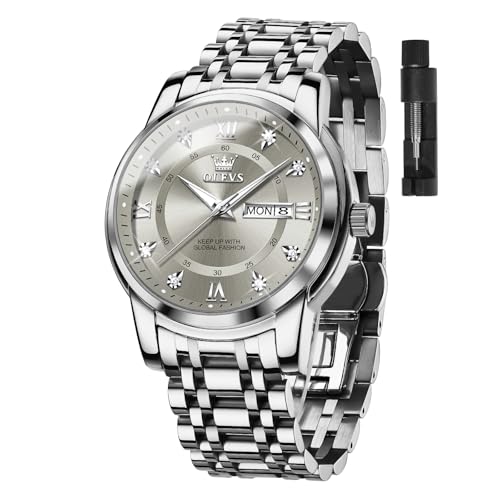 OLEVS Men's Casual Gentleman Grey Unique Big Face Quartz Watches - image 1