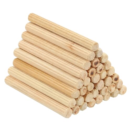 Pasadores de madera estriados para muebles y manualidades de 1/4"x2 3/8", 120 piezas