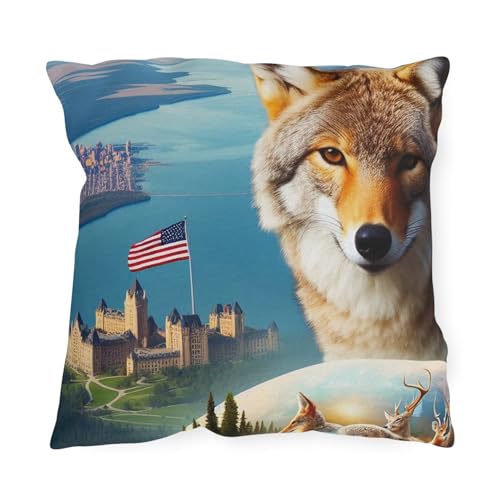 Coyote Outdoor Pillow - South Dakota Inspired Vibrant Double-Sided Design