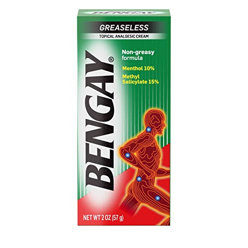 Greaseless Bengay Pain Relieving Cream, Non-Greasy Topical Pain Relief for Minor Arthritis, Back, Muscle and Joint Pain, 2 oz