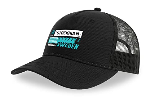 Casquette de camionneur Stockholm noire visière incurvée filet pour homme et femme