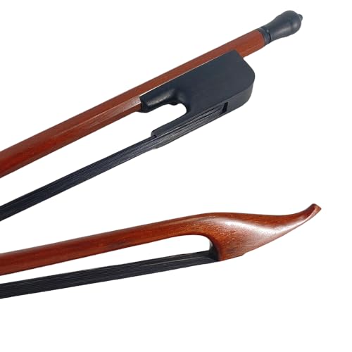 YoungMonic Arco barroco para violín 4/4, rana de ébano, madera de Brasil, lazo negro, lazos redondos de grado AAA, pelo de crin de caballo mongol (barroco)