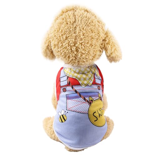 Vavious Puppy Clothes Quick Dry Summer Dog T Shirt for Small Dogs Boy Girl Funny Blue Stripe Overalls Printed Pet Vest Cat Breathable Mesh Sleeveless Pullover Large