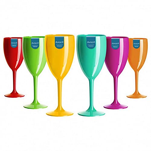 12 Taças De Vinho Acrílico 300 Ml Coloridas