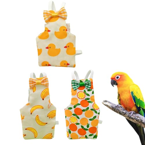 Ahuuen Pañal para Aves, Trajes de Vuelo con Pañal, 3 Unidades de Algodón Transpirable con Correa, Ropa Lavable para Periquitos Agapornis Canarios Guacamayos