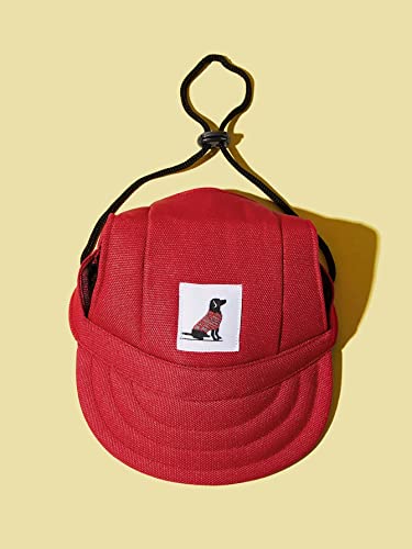 QWINEE Dog Baseball Cap Puppy Visor Cap Sun Protection Hats with Ear Holes and Adjustable Neck Strap for Small Medium Dogs Cats Kitten Red M QWINEE Dog Baseball Cap Puppy Visor Cap Sun Protection Hats with Ear Holes and Adjustable Neck Strap for Small Medium Dogs Cats Kitten Red M