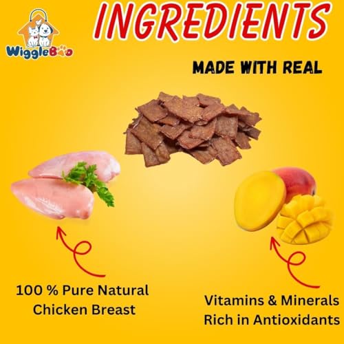 WiggleBoo Chicken & Mango Suger Glider Treat | Protein Rich | Fiber Rich | Crunchy Healthy Snacks | Training Treat | 45gm