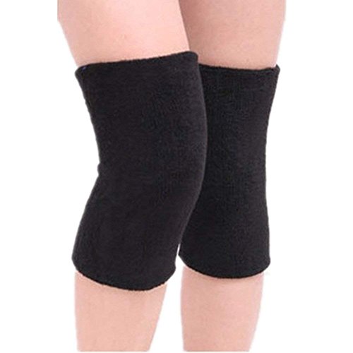 Image of Knee Warmers, Woolen Knee Cap Leg Warmer | Unisex Elastic Support Leg Knee Warm & Winter Protector Knee Cap /Knee Jacket - Fully Stretchable (Black Color) - Pack of 3