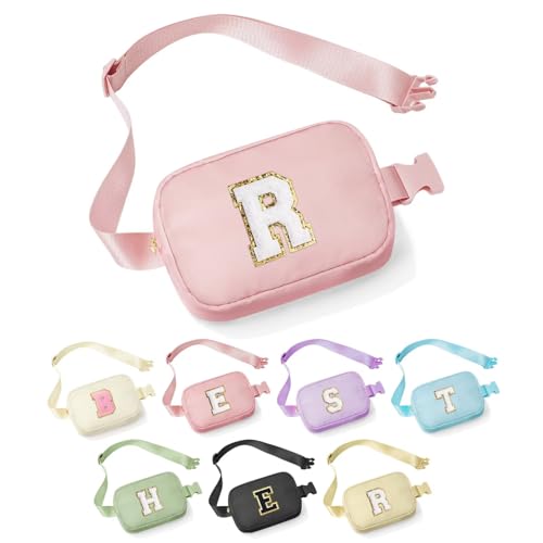 Image of YOOLIFE Initial Belt Bag - Women's Crossbody Bags - Pink Letter Monogrammed Everywhere Belt Bag