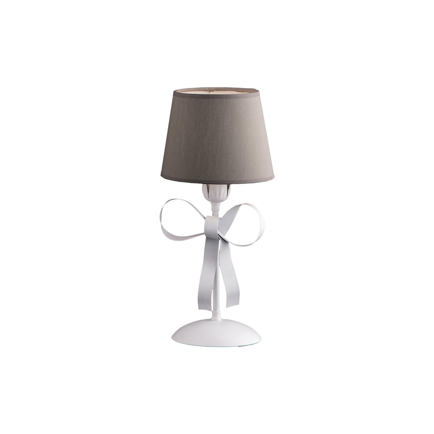 Lumetto Classico Provenzale Bianco Shabby Con Paralumi Tortora 1 Luce Lucy