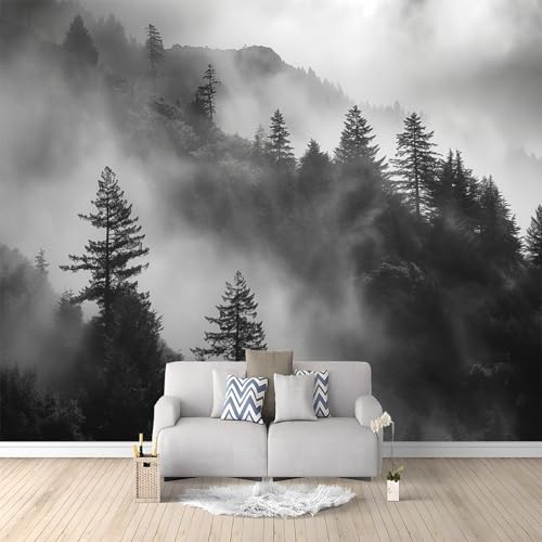 Carta da Parati 3D Nebbia Montagna Della Californi Scenario Naturale 400x280 cm Carta da Parati TNT Fotomurali Moderna Carta Parati Fotomurale 3D per Soggiorno, Camera Letto, Sala Pranzo, TV Sfondo