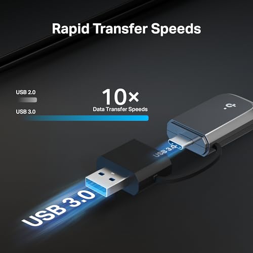 Image of TP-Link BE6500 Tri-Band USB Wi-Fi 7 Adapter for Desktop PC (Archer TBE400U),2-in-1 USB-C&A, Wireless USB 3.0 Network Adapter, Plug and Play, 6 /5 /2.4GHz, WPA3, MLO, 4K-QAM, OFDMA, Support Windows 11 /10