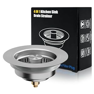 Kitchen Sink Drain Strainer, 4 in 1 All Stainless Steel Sink Strainer, Pop Up Anti-Clogging Sink Stopper, Sink Strainer with Copper Bounce for US Standard Sink Accessories, 1 Pack