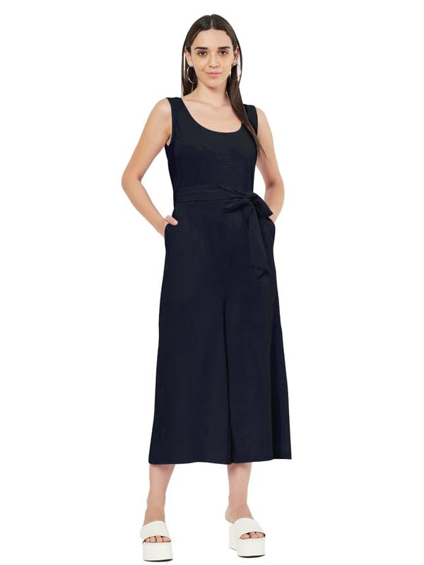 Women Cotton Round Neck Sleeveless Basic Jumpsuit-image-21