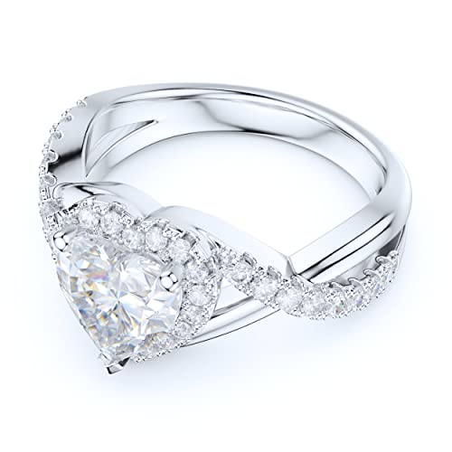 Prstani Sterling Silver Split Shank Fancy Infinite Heart Shape Simulated Diamond Halo Ring Promise Ring Engagement Ring (11.5) #TOP2