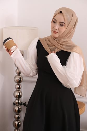 Febfim Gorgeous Silver Shimmer Women's Crepe Hijab Scarf Islamic Ladies Fashion Soft Shawl Head Wrap3