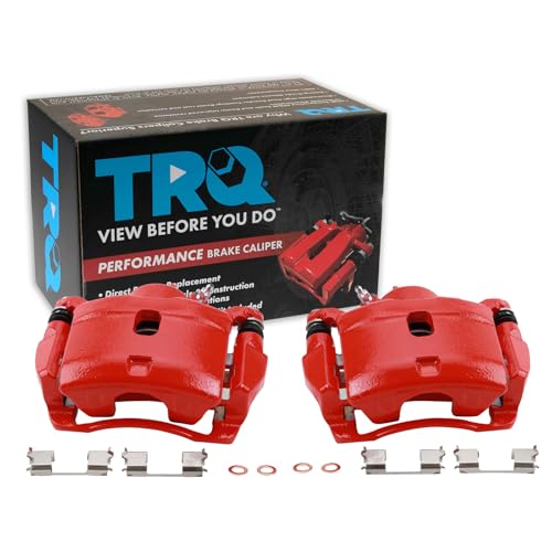 Image of TRQ Front Brake Caliper Set Painted Red Brackets Compatible with 2014-2015 Acura ILX 2003-2017 2013-2021 Honda Accord Civic