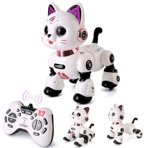 Varrotoy Gatto Robot per Bambini,Robot Gatto Programmabile RC con Luci e Suoni,Giocattolo Robotico Gatto Intelligente,Regalo Educativo per Bambini 8+ Anni