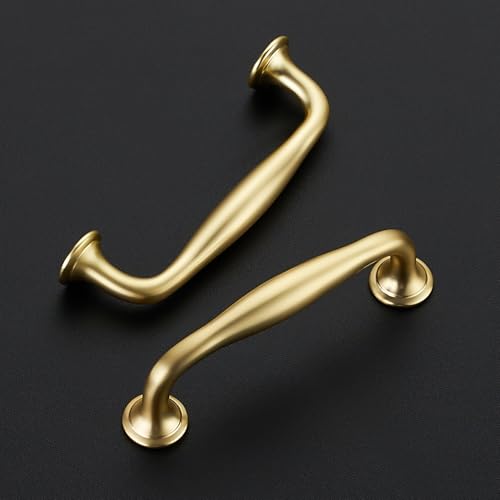 Image of Ravinte 10 Pack 3-3 /4 Inch Brushed Brass Kitchen Cabinet Handles Solid Zinc Alloy Cabinet Pulls Cupboard & Drawer Handles