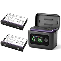 Insta 360 X5 Batteries(2 Packs) with Fast Charge Hub 27W Dual Fast Charging Case w/LCD Display, Intelligent Two Way Charger Hub for Insta360 X5,Shows Battery SOC