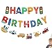 LeTradeJP 誕生日 飾り付け 車 乗り物 ガーランド バースデー 飾り Happy Birthday 乗り物 工事車両 装飾セット 乗り物 お祝い インテリア 誕生日 写真背景 子供
