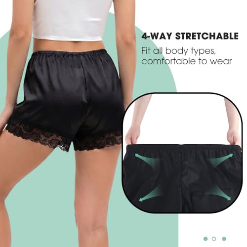 Image of MANCYFIT Satin Bloomers for Women, Lace Hem Slip Shorts
