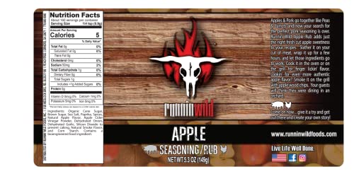 Image of Gourmet Apple Rub | Premium Apple Spice Seasoning for Chicken, Turkey, Pork, Beef and More! | No Artificial Flavors, No MSG added | Runnin' Wild Foods, 5.3 ounces