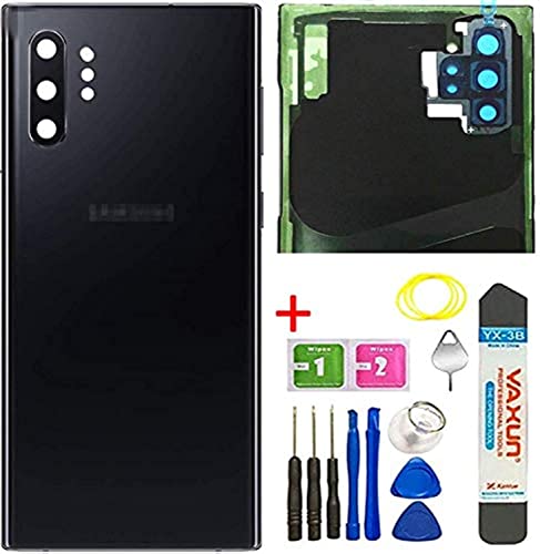 Galaxy Note 10 Plus Back Glass Replacement Cover Housing Door W/Camera Glass Lens and Tape Parts for Samsung Galaxy Note10 Plus, Note 10+, N975U 5G Tools + Eject Pin + Tools (Aura Black)