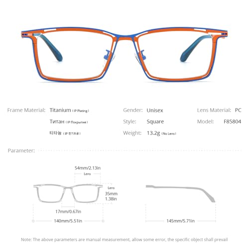 Image of FONEX Pure Titanium Glasses Frame Men Square Magnet Clip On Eyeglasses with Polarized Lens